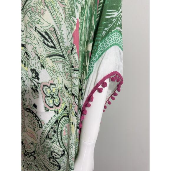 Shiraleah Women’s Floral Viscose Beach Cover-Up with Pom-Pom Trim - Picture 6 of 14